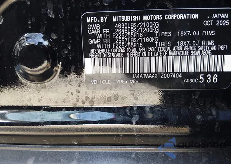 2026 Mitsubishi Eclipse Cross Black Edition S-Awc/Se S-Awc/Sel S-Awc from USA, damaged, VIN JA4ATWAA2TZ007404